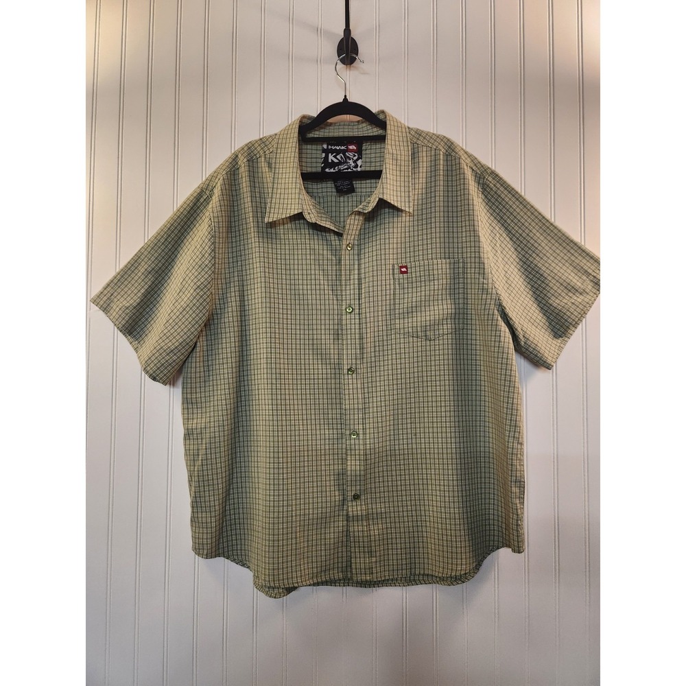 Vintage Tony Hawk Men Olive Green Plaid Button-down Shirt Size 2XL Skateboard